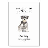 Einfache Hochzeit eines modernen Wasserfarbenhunde Tischnummer (Vorderseite)
