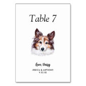 Einfache Hochzeit eines modernen Wasserfarbenhunde Tischnummer (Vorderseite)