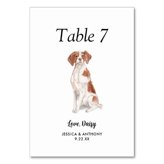 Einfache Hochzeit eines modernen Wasserfarbenhunde Tischnummer (Vorderseite)