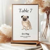 Einfache Hochzeit eines modernen Wasserfarbenhunde Tischnummer