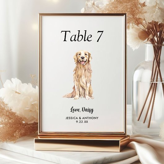 Einfache Hochzeit eines modernen Wasserfarbenhunde Tischnummer