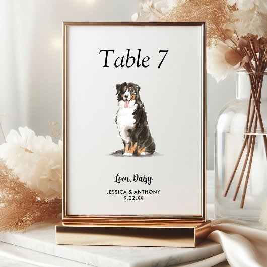 Einfache Hochzeit eines modernen Wasserfarbenhunde Tischnummer
