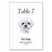 Einfache Hochzeit eines modernen Wasserfarbenhunde Tischnummer (Vorderseite)