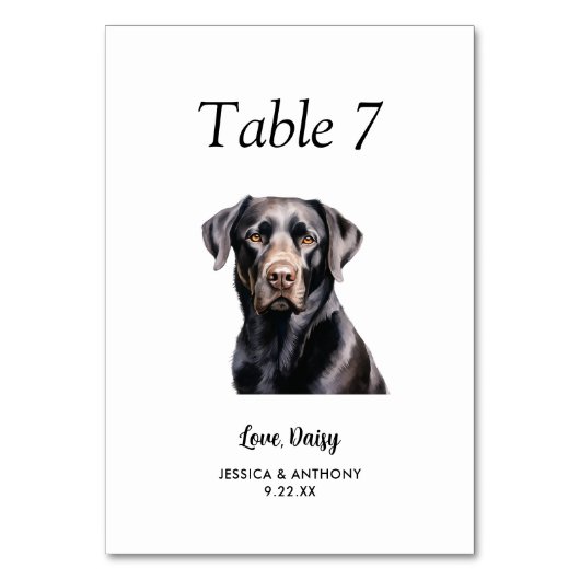 Einfache Hochzeit eines modernen Wasserfarbenhunde Tischnummer (Vorderseite)