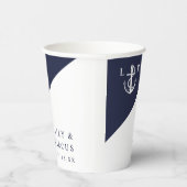 Einfache Hochzeit eines Navy Blue Nautical Monogra Pappbecher (Rechts)