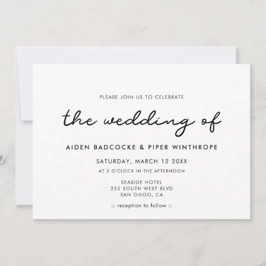 Einfache Hochzeit Einladung (Vorderseite)