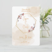 Einfache Hochzeit Einladung in neutralen Farben (Stehend Vorderseite)