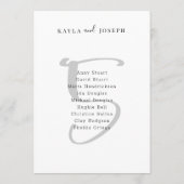 Einfache Hochzeit Fette Tischnummer 5 Karte (Rückseite)