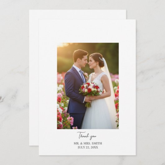 Einfache Hochzeit Flat Custom Dankeschön Karte (Vorne/Hinten)