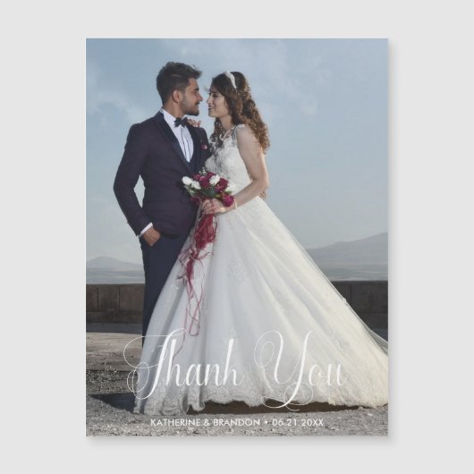 Einfache Hochzeit Foto Danke Magnetkarte (Vorderseite)