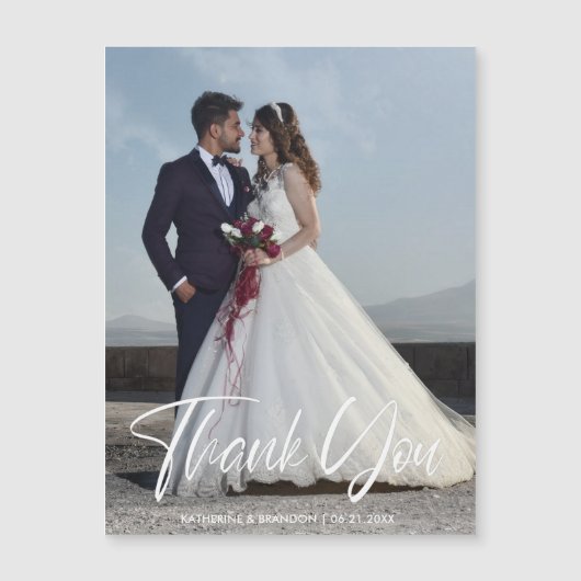 Einfache Hochzeit Foto Danke Magnetkarte (Vorderseite)