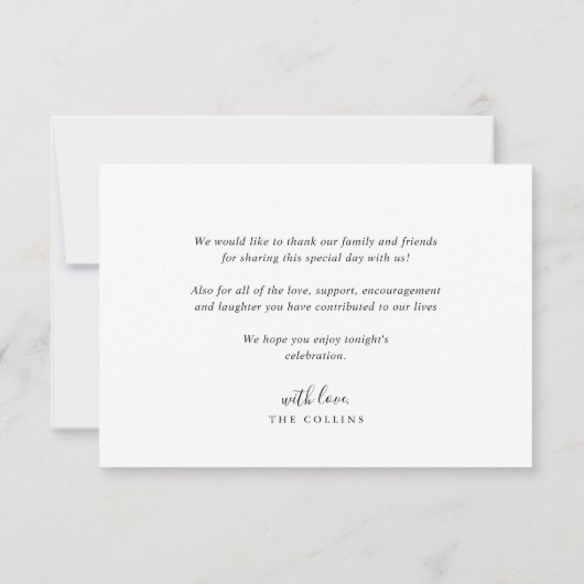 Einfache Hochzeit Foto Dankeschön Karte (Rückseite)