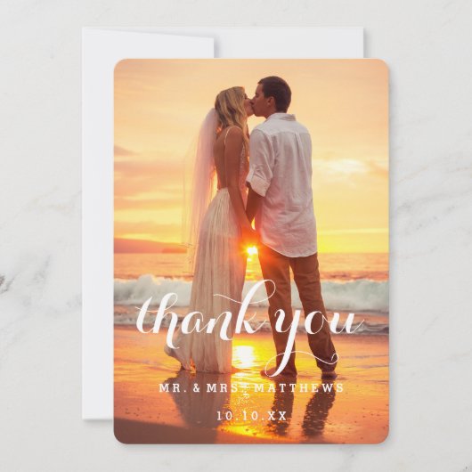 Einfache Hochzeit Foto Dankeschön Karte (Vorderseite)