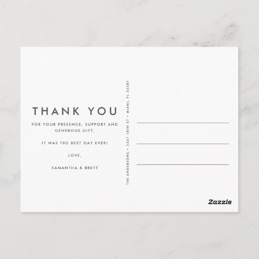 Einfache Hochzeit Foto Dankeschön Karte (Rückseite)