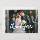 Einfache Hochzeit für moderne Fotos Dankeskarte (Vorderseite)