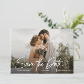 Einfache Hochzeit für moderne Fotos speichern das  Einladung (Stehend Vorderseite)