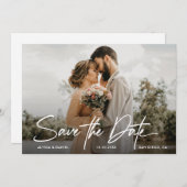 Einfache Hochzeit für moderne Fotos speichern das  Einladung (Vorne/Hinten)