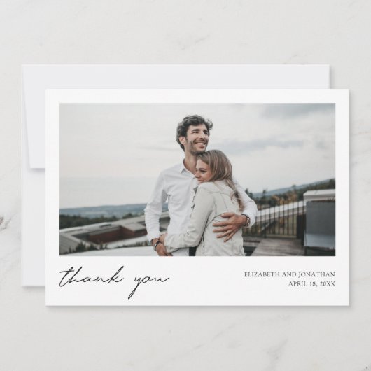 Einfache Hochzeit für moderne Skripte mit kundensp Dankeskarte (Vorderseite)