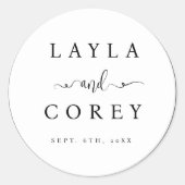 Einfache Hochzeit für Schwarz & Weiß-Script-Sticke Runder Aufkleber (Vorderseite)