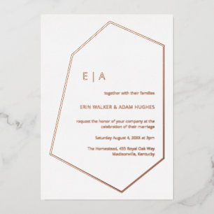 Einfache Hochzeit Gem Geometrisch Echt Roségold Folieneinladung