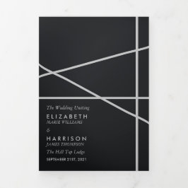 Einfache Hochzeit geometrischer Art Dreifach-gefaltete Programmkarte