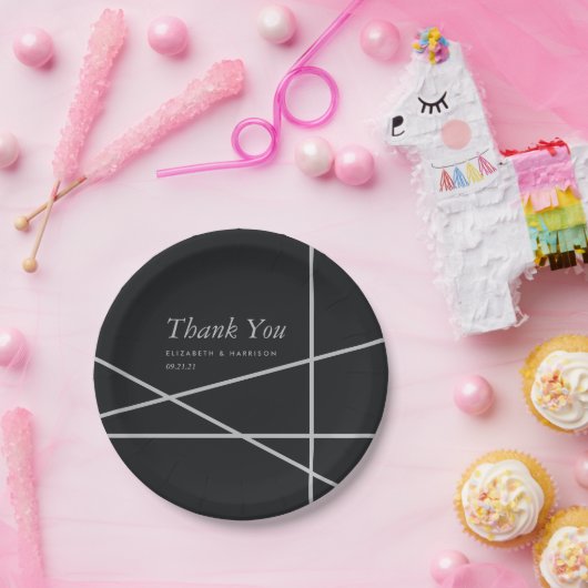 Einfache Hochzeit geometrischer Art Pappteller (Party)