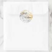 Einfache Hochzeit Gold & Silber Elegante Blumen Runder Aufkleber (Tasche)
