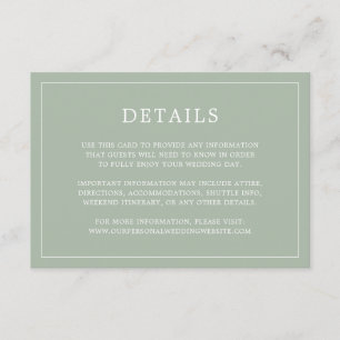 Einfache Hochzeit Green Monogram Elegant Wedding Begleitkarte