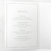 Einfache Hochzeit Green Monogram Elegant Wedding Dreifach Gefaltete Einladung (Innen Erste Seite)