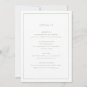 Einfache Hochzeit Green Monogram Elegant Wedding Einladung (Rückseite)