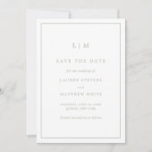 Einfache Hochzeit Green Monogram Elegant Wedding Save The Date (Vorderseite)