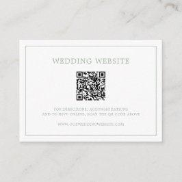 Einfache Hochzeit Grüne Monogram QR Code Elegante Begleitkarte
