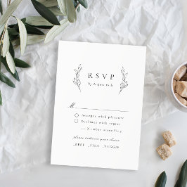 Einfache Hochzeit im botanischen Grün RSVP Karte
