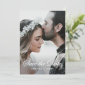 Einfache Hochzeit im eleganten Calligrafy-Foto Save The Date (Stehend Vorderseite)
