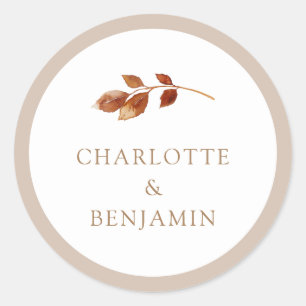 Einfache Hochzeit im Herbst Runder Aufkleber