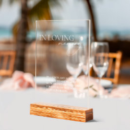 Einfache Hochzeit im liebenden Gedächtnis Acrylschild