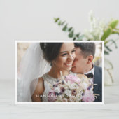 Einfache Hochzeit im modernen Foto Dankeskarte (Stehend Vorderseite)