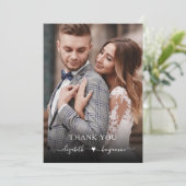 Einfache Hochzeit im modernen Herz-Foto Dankeskarte (Stehend Vorderseite)