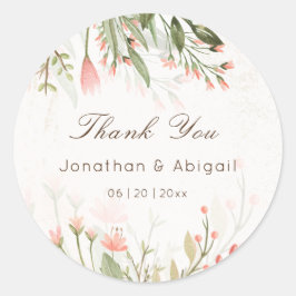 Einfache Hochzeit im Rosa Blumengarten Runder Aufkleber