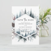 Einfache Hochzeit im Wasserfarbengebirge Save The Date (Stehend Vorderseite)