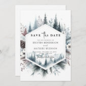 Einfache Hochzeit im Wasserfarbengebirge Save The Date (Vorne/Hinten)