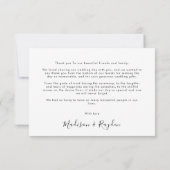 Einfache Hochzeit im Weißen Foto Dankeskarte (Rückseite)