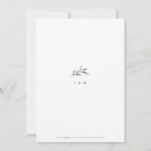 Einfache Hochzeit in blauen Kalligraphien Save The Date (Rückseite)