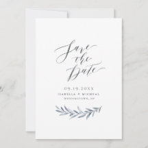 Einfache Hochzeit in blauen Kalligraphien