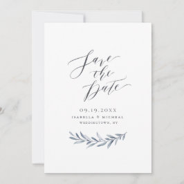 Einfache Hochzeit in blauen Kalligraphien Save The Date