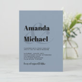 Einfache Hochzeit in Dusty Blue Moderne Minimalist Einladung (Stehend Vorderseite)