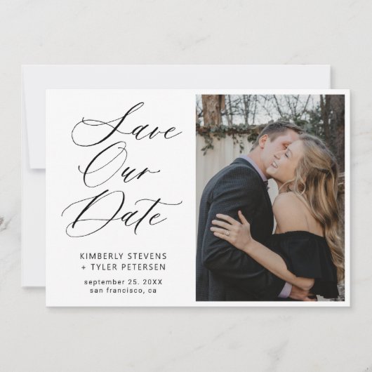 Einfache Hochzeit in elegantem Foto Save The Date (Vorderseite)
