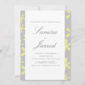 Einfache Hochzeit in Gelb und Grau mit Abstraktem Einladung (Vorderseite)