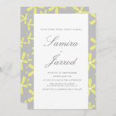 Einfache Hochzeit in Gelb und Grau mit Abstraktem Einladung (Vorne/Hinten)