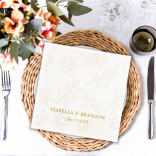 Einfache Hochzeit in Gold Floral Serviette